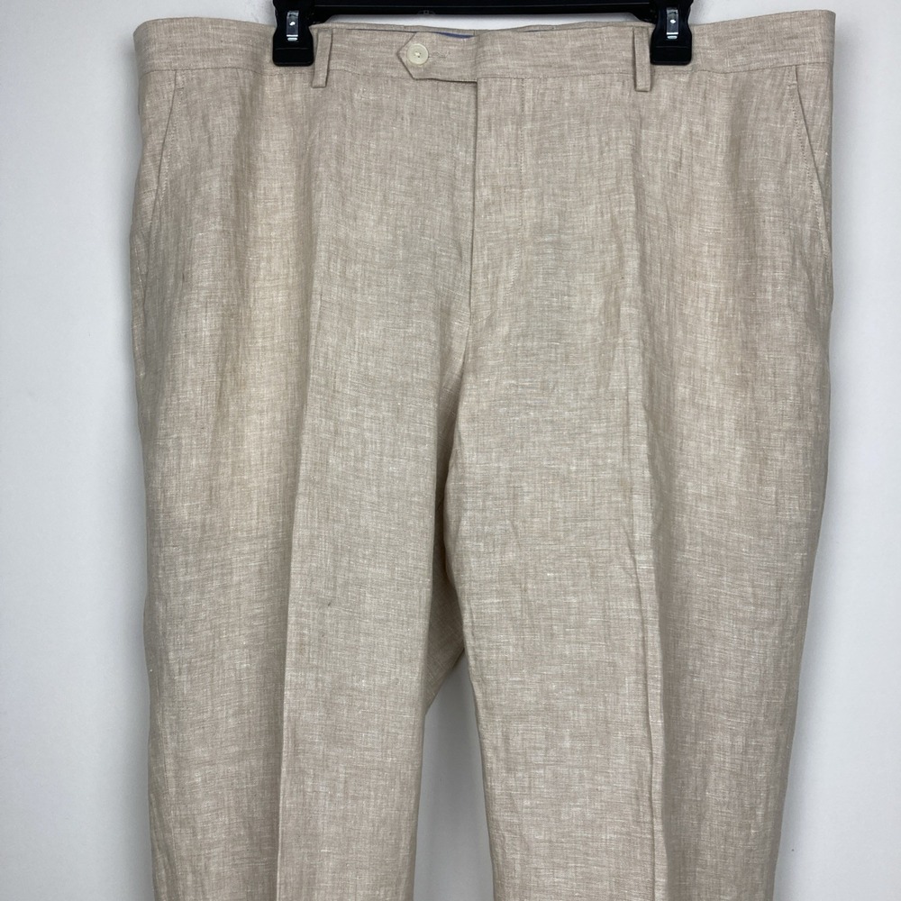 Tommy Hilfiger Mens Modern fit Dress Pants 36Wx29L Beige Solid Linen F03440 - Picture 6 of 8
